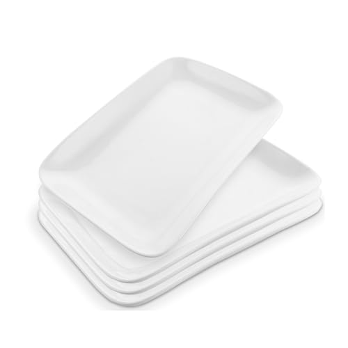 FWEEK 4er Set Servierplatte Porzellan, Servierplatte Rechteckig Weiss,...