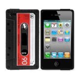 Electronics Trend Line Apple iPhone 4 Silikonh?lle Retro Kassette Tape Cover/ Tasche - Schwarz Book