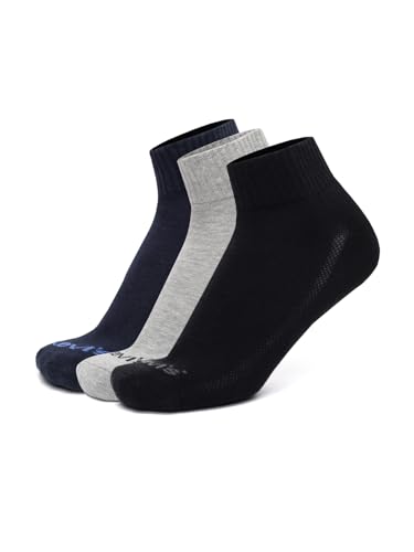 Image of Levi's LS201 Men's Cotton Stretch Ankle Mid Cut Half Terry Socks with Cushioned Sole (Pack of 3)