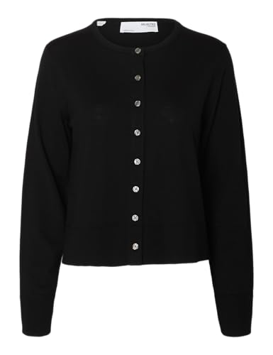 SELECTED FEMME Slfthea Ls Knit Merino Cardigan Noos, czarny, M