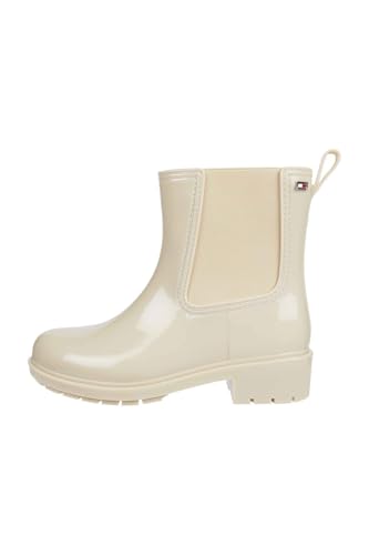 Tommy Hilfiger Botas de lluvia Mujer Flag Rainboot antideslizante, Marfil (Country Ivory), 37