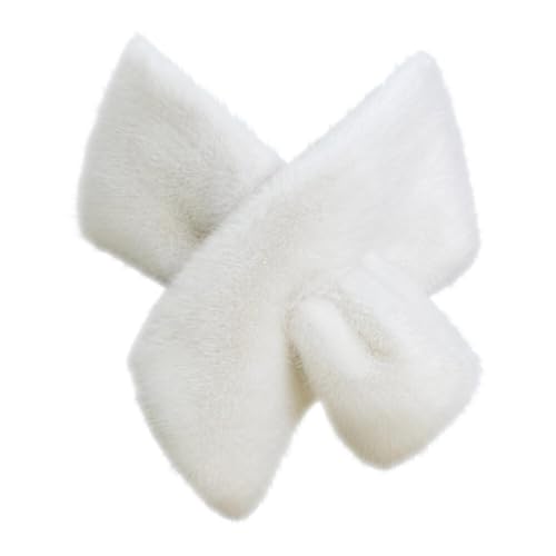 Faux Fur Shawl Wrap Stole Shrug Winter Neck Warmer Scarf Stole Women Fashion Bridal Wedding Cover Up for Girl Lady (White)