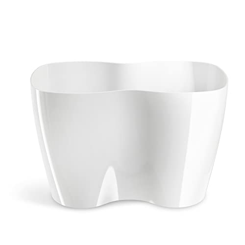 Tymar Macetero doble para orquídeas, maceta para hierbas, de plástico, moderno, elegante, forma redonda (doble blanco, 23,5 cm x 12 cm)