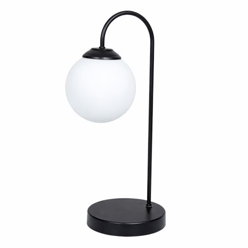 Image of tu casa Black Metal Base with Stand Bedside Study Table Lamp with White Glass Moon Light Stand for Home Decoration Bedroom Living Room Lounge Office Festival Gifting H - 88 inch / No Blub