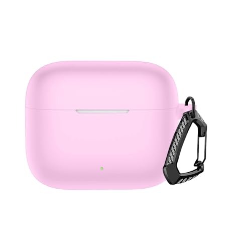 Image of Anvique Silicone Protective Case Cover for Oppo Enco Buds 3 Pro, Earbuds Accessories (Pink with Premium Carabiner)