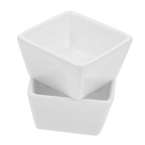 BRIGHTFUFU 2pcs Square Sugar Bowl Condiment Dish Dipping Sauce Cups Charcuterie Bowls Sugar Bag Holder Sweetener Packet Holder Sugar Holders Candy Container Household Plates White Ceramics