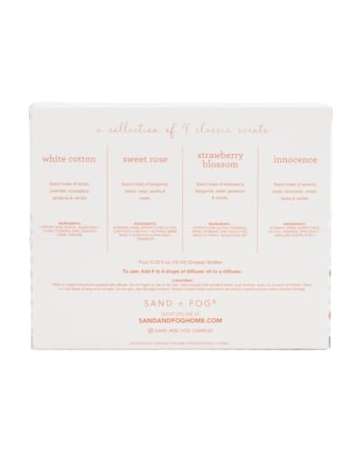 Image of Sand + Fog Diffuser Oils Gift Set, 4 Pack, 0.33 fl oz Each (Cotton, Rose, Strawberry, Innocence)