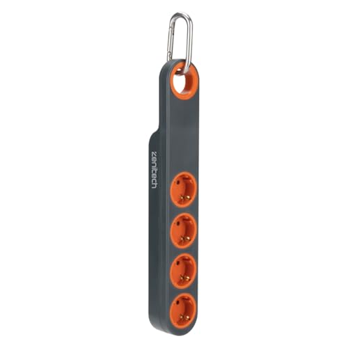 Multiprise 4 prises Schuko 16A Klipo gris orange avec lumière témoin Zenitech
