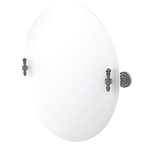 Image of Allied Brass Frameless Round Tilt Beveled Edge Wall Mirror, Matte Gray
