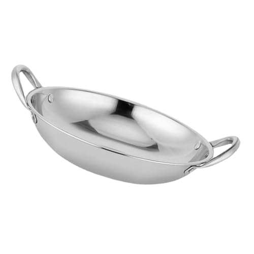 FUNNETOYU Cazuela Inoxidable con Plano Doble Asa para Protección Calentamiento Rápido y Distribución Uniforme para Cocina y Profesional
