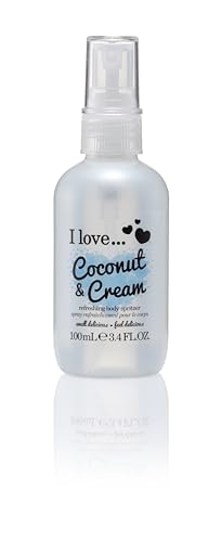 I LOVE Coconut and Cream Refreshing Body Spritzer - Body Mist Fragrance - Long Lasting Body Spray with Tropical Coconut and Cream Scent - 3.4 oz