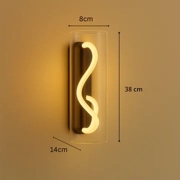 Image of CORAL TREE Modern LED Wall Light - Fancy Twisted Rope Glass Wall Lamp for Home Decoration - Decorative Indoor Highlighter for Living Room & Bedroom - Luxury Gold Finish Sconce (Warm White, Pack of 1)