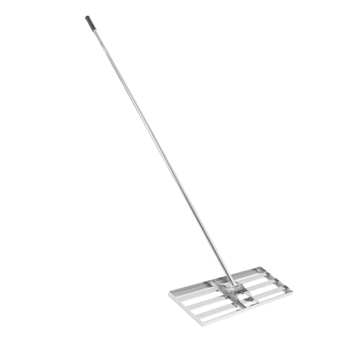 Raschietto per il livellamento del prato, da giardino con manico – Lunghezza regolabile, raschietto in acciaio inox per cortile, giardino, campo da golf, rastrello scarificatore, girevole a 180°
