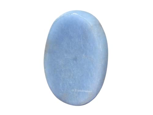 Image of Certified Angelite Crystal Thumb Worry Pebbles Stones for Anxiety Stress Relief Massage - AAA Grade Original Healing Gemstone Agate Rubbing Stone for Yoga Meditation Spiritual Reiki Feng Shui