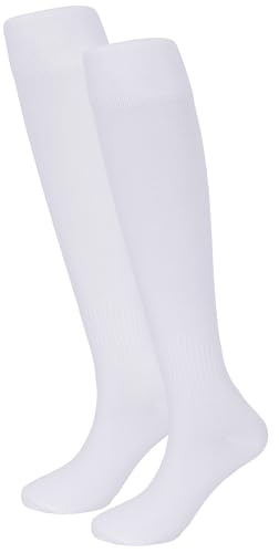 INOGIH Compression Athletic Soccer Socks for Men and Women - Knee High White Socks for Baseball, Softball, Football