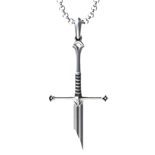 KeyoGoS Colgante de Espada Rota Chapado en Plata - Collar Gótico de Caballero y Samurái para Hombres y Mujeres