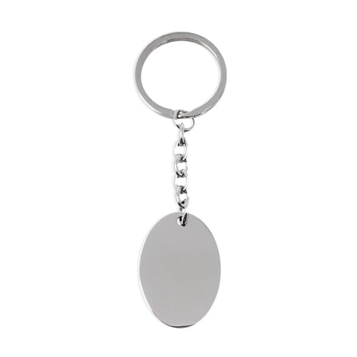 Porte-clefs Acier inoxydable cadeau unisexe design ovale épuré