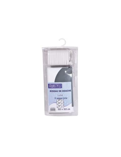 FRANDIS 190506 Rideau de douche en PVC à pois Gris/Noir