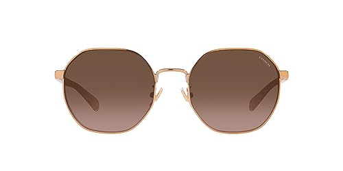 Coach HC7147 Sunglasses, Shiny Rose Gold/Brown Peach Mirrored, 56 mm