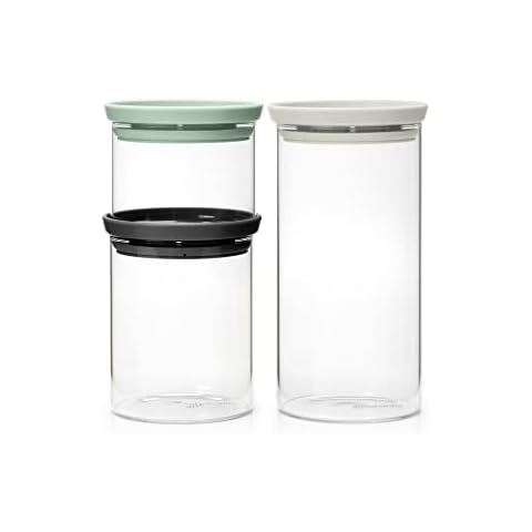 Brabantia Stackable Glass Jars Set of 3 Cover