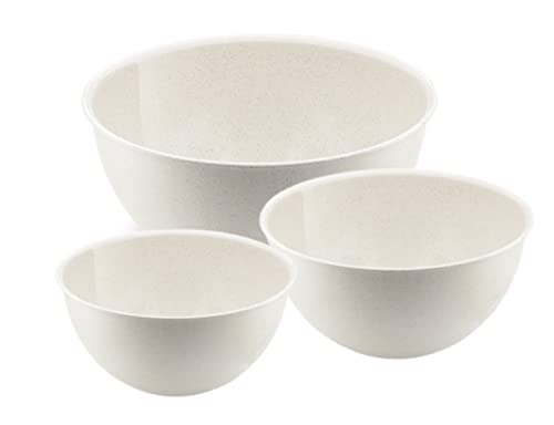 Go Practic Lot de 3 bols en plastique - Bol mélangeur - Bol pour préparer des aliments et servir - Passe au lave-vaisselle - 0,75, 1,5 et 3 l Hemp Cover
