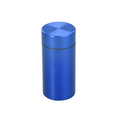 Stash Metall Dose für Kräuter, Pillen und Gewürze | ø73x34mm 100ml | Geruchsdicht u. Wasserdicht | Metall Aluminium | Premium Transportbox | Hochwertige Tube Box Aufbewahrung | Clean Design (Blau)