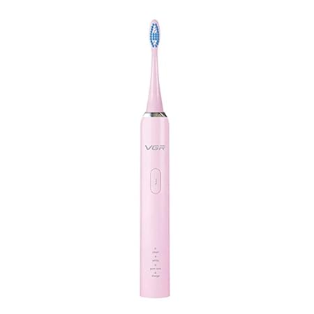 VGR V-805 Sonic Electric Toothbrush with 2 Brush Heads, One Charge for 30 Days, DuPoint Bristle Wireless Fast Charge, 3 Modes with 2 Minutes Built in Smart Timer, Electric Toothbrushes - Pink