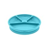 green sprouts Learning Plate | Helps toddler develop independent eating skills | Heat-resistant silicone, Suction cup base with easy-release tab, 4 sections marked to measure portions, Dishwasher safe