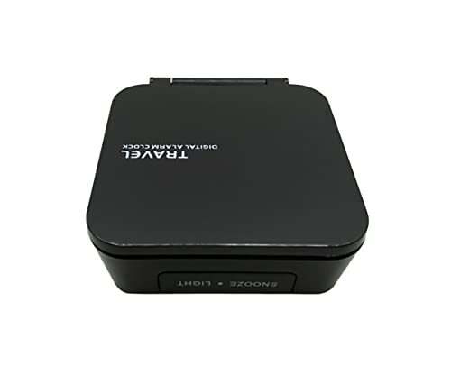 Egundo Small Mini Digital Travel Alarm Clocks,Battery Operated Travel Clock With Lcd Calendar Temperature,Portable Folding Mini Pocket Clock For Outdoor Kids Bed Desk Table Camper（Classic Black） #TOP6