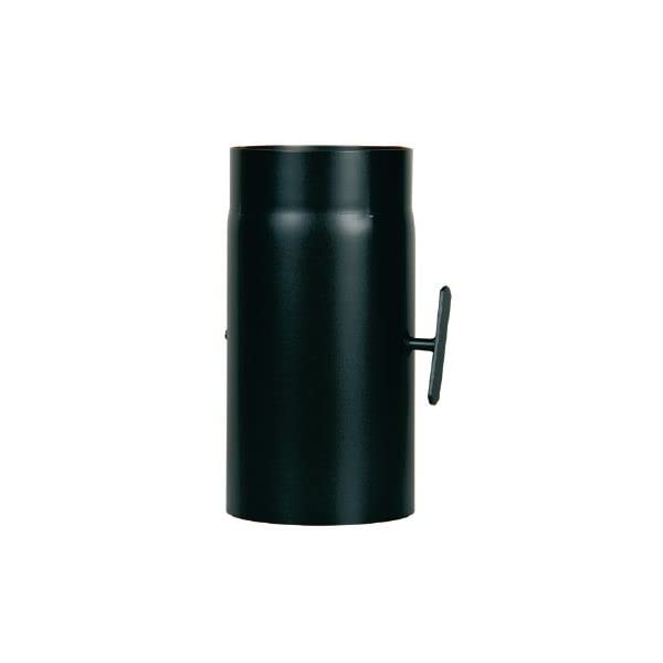 Tubo fumo con valvola nero 30 cm per canna fumaria stufa a legna (DIAMETRO 160)