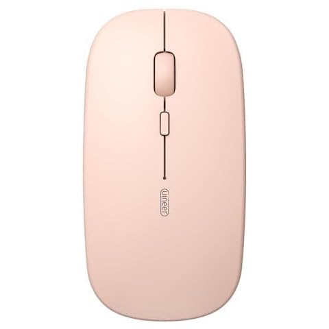Uineer Wireless Mouse,Rechargeable Bluetooth Mouse(BT5.2 & 3.0) with Silent Click, 3-Level DPI Portable Mouse for Laptop, Computer(Pink) Cover