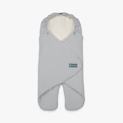emma & noah Einschlagdecke mit Füßen, 0-8 Monate, Babydecke für Babyschale, Maxi Cosi®, Kindersitz für Herbst und Winter, Gefüttert, Maximale Bewegungsfreiheit (Essential Grau)