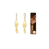 LOLIAS Plata Ley 925 Pendientes Largos Trenzados para Mujer Pendientes Lágrima Chapados Oro 14 Quilates Pendientes Hipoalergénicos Palanca Pendientes Colgantes para Regalos Joyería