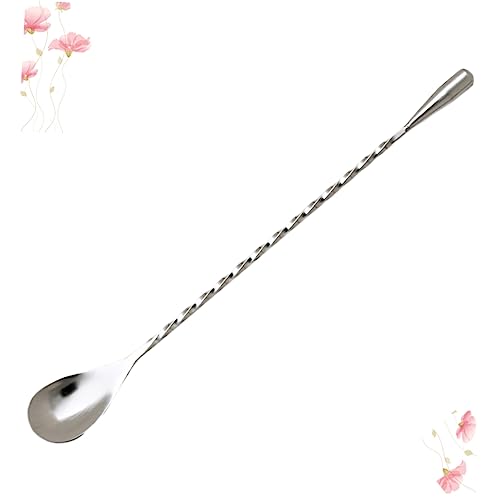 PRETYZOOM 3Pcs Stainless Steel Cocktail Mixing Spoon Long Handle Ice Spoon for Bar Home Kitchen Cafe Restaurant for Cocktails Milk Tea and Desserts