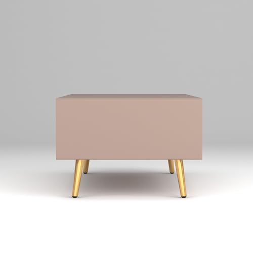 Image of ONIJA Modern Coffee Table for Living Room | HDMR Premium Wood Center Table with Storage Shelf | Matte Finish Coffee Table | Wooden Tea Table with Sturdy Legs (Mocha Beige)