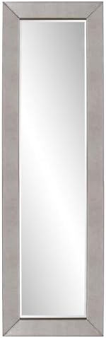 Howard Elliott Collection Antoni Tall Rectangular Wall Mirror with Beveled Glass, Large Wood Framed Modern Hanging Mirror for Living Room, Bedroom or Entryway, Antiqued Smokey Gray, 60 x 18 Inch