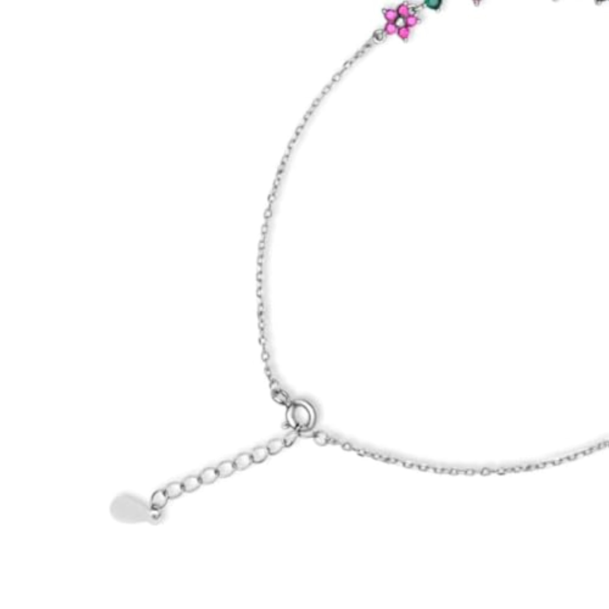 Women's 925 Sterling Silver Colorful Floral Anklet Pair, Gift