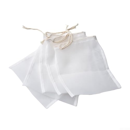 Bolsas coladoras de nailon de 15 x 20 cm, paquete de 5 unidades para cerveza casera, filtros de malla fina para leche de nueces, jugos, sopas y gelatina (100 micras)