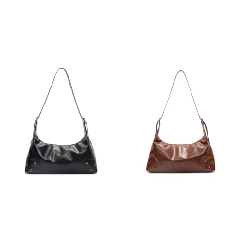 GETBSTOOP Women Retro Rivet Homoss Bag Pu Cuero de cuero Bolso de bolso de mano de mano (negro)