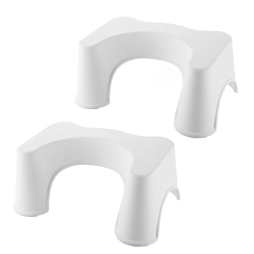 SKY-TOUCH 2PCS Non Slip Toilet Squat Stool Plastic Step Potty Stool Squatting Posture Poop Portable for Kids Improve Bathroom Posture and Comfort White 39x23x17cm