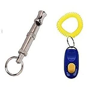 Woofy Dog Combo Training Kit - Clicker with Wrist Strap + Training Whistle (Color May Vary) Plastic Training Aid for Dog