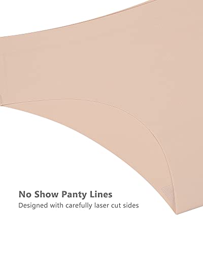 SHARICCA Women Seamless Cheeky Bikini No Show Panties Ladies Invisible Breathable Hipster Soft Stretch Underwear 7 Pack (7P11,M)