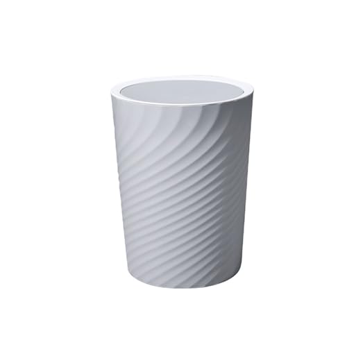 GBEVAUEIO Oficina Cubo de basura pequeño con tapa abatible, cilíndrico, for baño, oficina y dormitorio Acabado elegante(Grey,Medio)