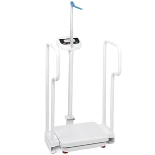 Medical Grade Digital Scale with Handles for Elderly, Height and Weight Scale for Doctor Office, Scale with Height Measurement, 485lbs Weight Capacity, HD LED Display, USB Rechargeable
