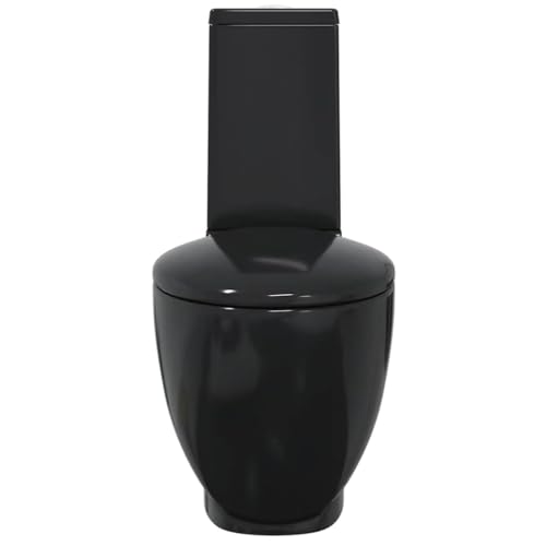 WC sur pied moderne noir céramique avec chasse d'eau 65cm