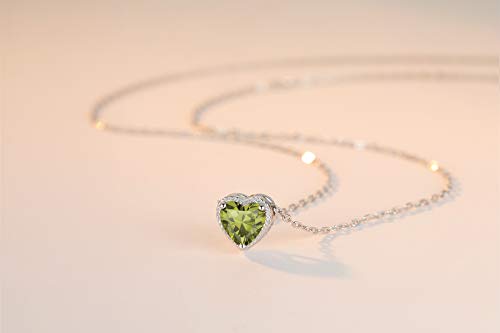 Birthstone Heart Women Necklaces, 925 Sterling Silver Birthstone Pendant Necklace, Adjustable Chain Gift Box, 12 Months Jewellery Valentines Gift for Her Wife Mom Birthday Wedding2