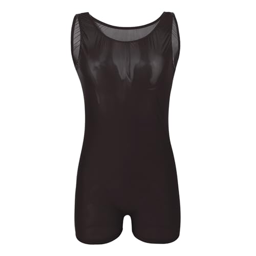 Holiberty Men's Sexy Sheer Bodysuits Jumpsuit Undershirt One Piece See Through Sleeveless Bodysuit Sissy Underwear
