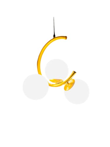Image of 3-Light Pendant Golden Frosted Glass Hanging Ceiling Lamp for Bedroom, Living Room, Hallway and Home Decoration- Without Bulb(AC)