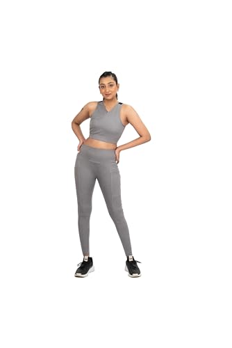 Image of Gym Wear Co-ord Set for Women Stretchable Top & Leggings for Women's & Girls Suitable for Yoga Jogging & Gym Western Coord Set