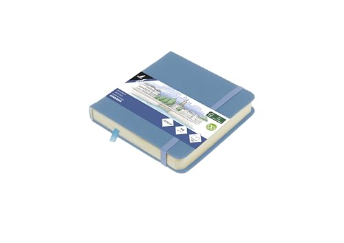 Image of Kangaro Sketchbook 12 x 12 cm Sky Blue PU Hard Cover 80 Sheets 140 g Cream Paper with Elastic Band and Ribbon